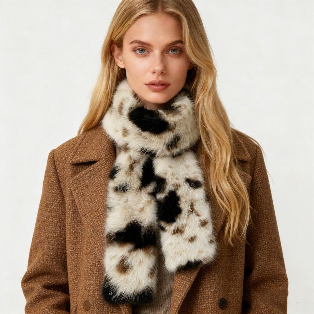 Fashionable Thick Fake Fur Long Scarf Soft Winter Fluffy Scarf Fur Decor Luxury Wraps Shawl Party