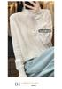Women's Chiffon Knit Lace Long Sleeve Top with Half High Collar