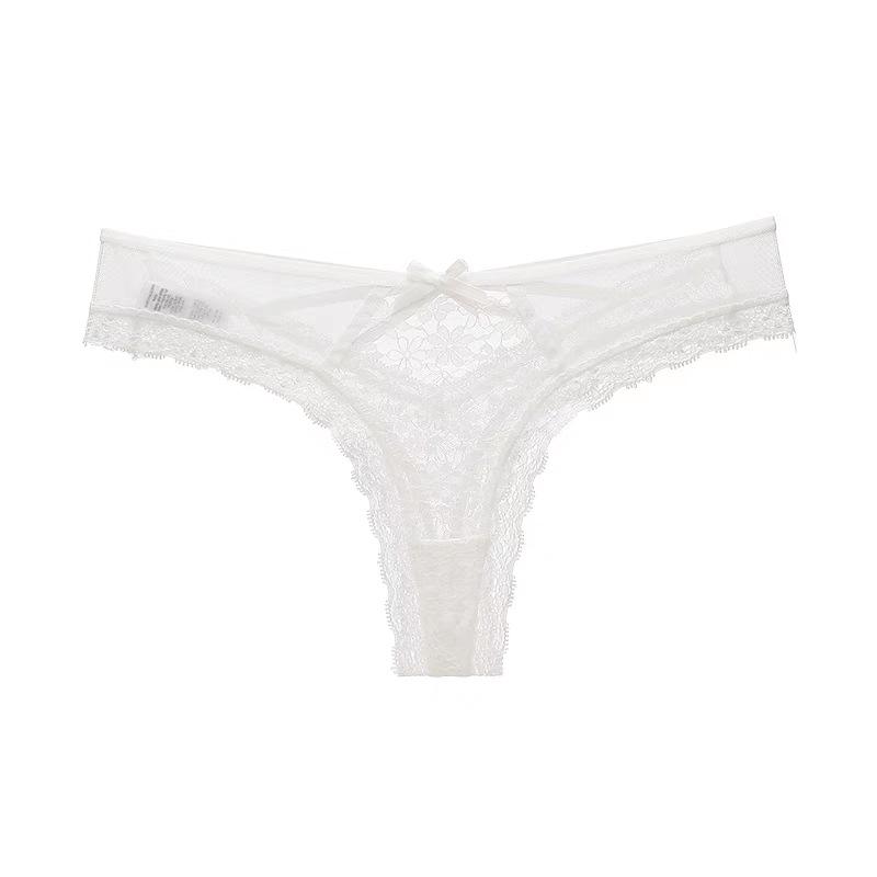 Pure & Sexy Lace Mid-Waist Thong - Seamless Thin Strap Triangle Panties for Women (80-140 Jin)