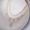 Retro Fashion Star Cross Multilayer Pendant Necklace Fashion Necklace Trendy Temperament Female Necklace