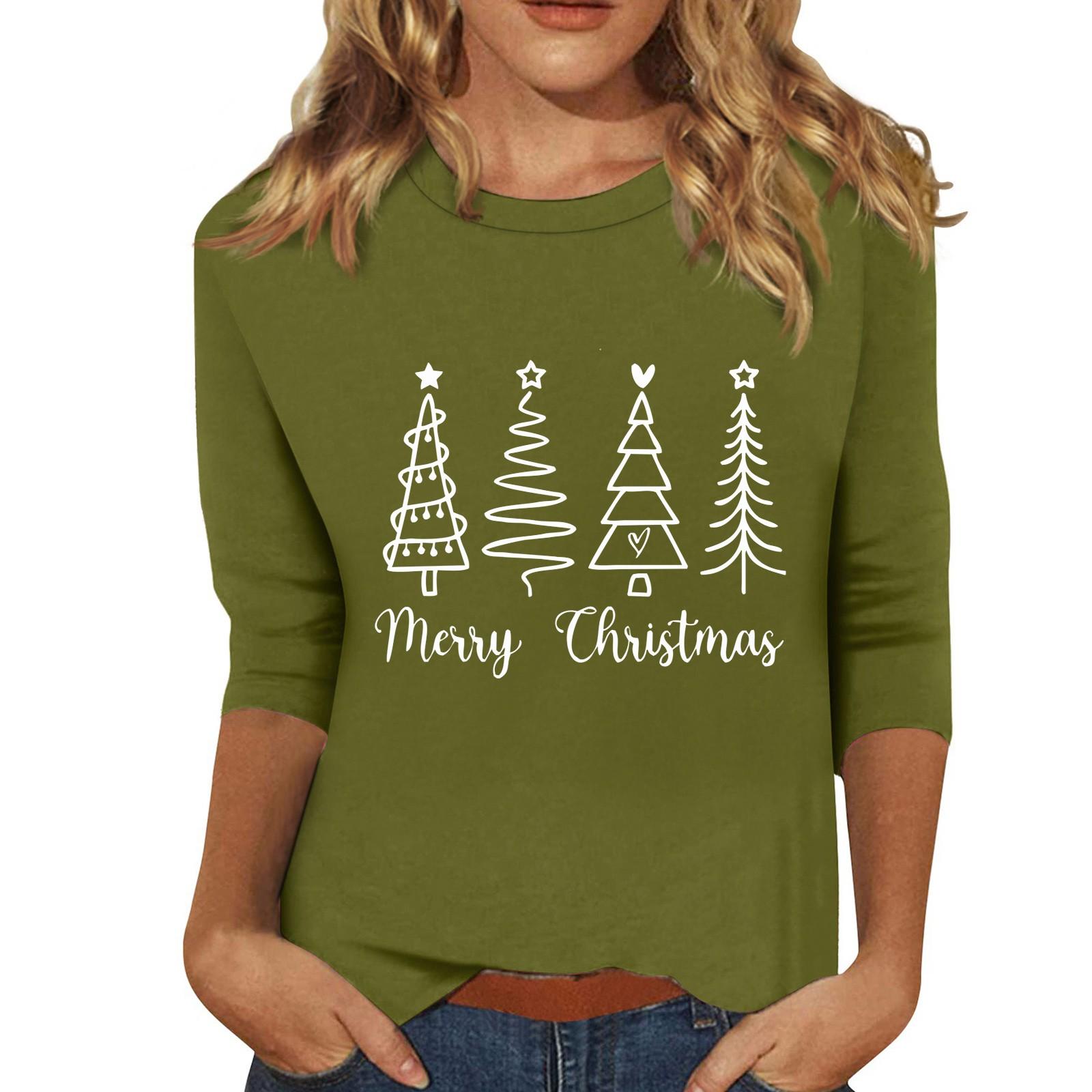 

Женская мода повседневная кофта с разрезом на рукаве 3/4 и принтом ко Дню святого Валентина с круглым вырезом L армия зеленый