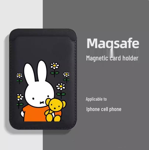 Miffy Magnetic Leather Card Holder Case for Apple Phones (MAGsafe Compatible) Single Card Holder