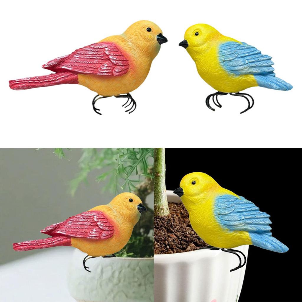 Artificial Bird Sculpture Weatherproof Resin Decoration Fairy Garden Accessory for Outdoor Flower Pot
