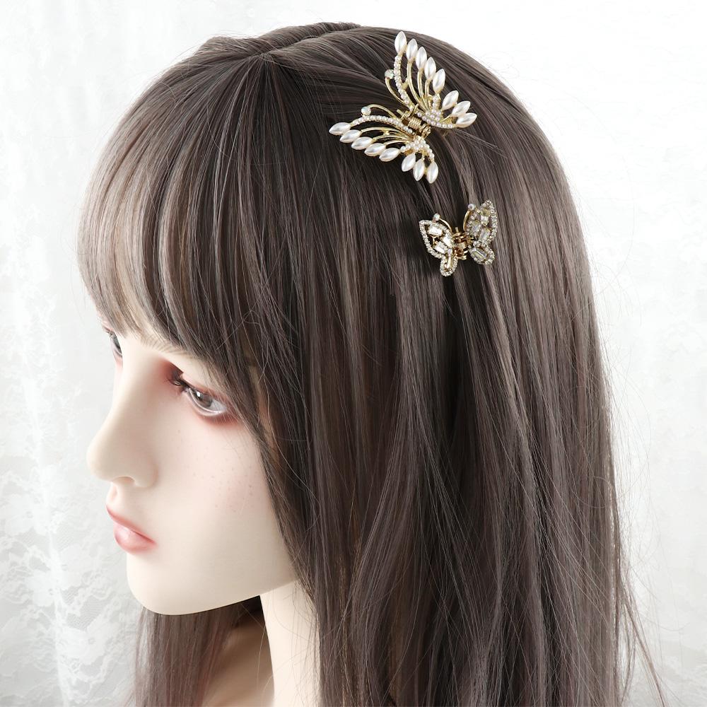 Elegant Sweet Girl Korean Zinc Zinc Alloy Pearl Hair Clip Grasping Clip Butterfly Hair Claw Hair Accessories