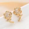 Korean Dongdaemun Sunflower Sterling Silver Rhinestone Earrings