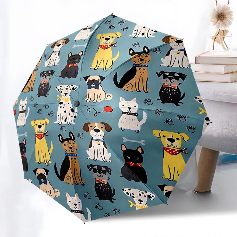 1pc Dog Paw Print Umbrella with 8 Iron Ribs and a Plastic Handle, Automatic Opening and Closing, and Daily Use.1098