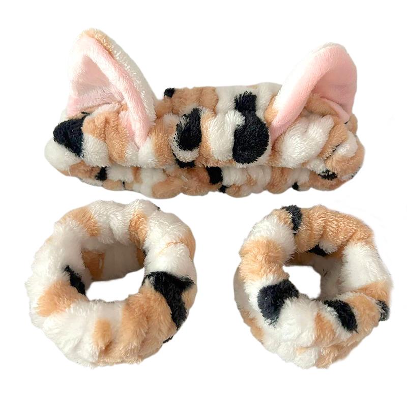 1 Set Absorbent Wristband Hair Styling Elastic Headband Plush Face Wash Cute Makeup Toiletries Multiple Colors