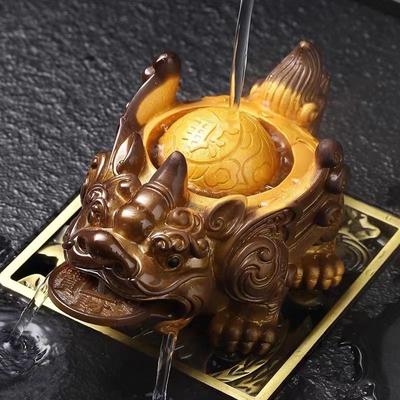 PIxiu Çay Evcil Hayvanı Dekorasyonu Renk Değiştiren Su Bereketli PIxiu Çay Evcil Hayvanı Ev Masaüstü Dekorasyonu Basit Yaratıcı Reçine Çay Takımı