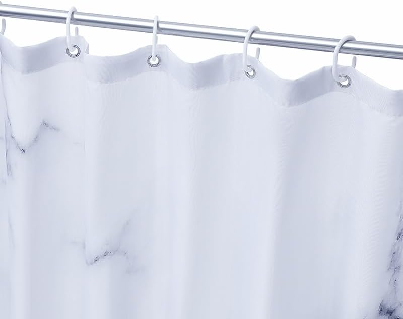 Gray And White Marble Shower Curtain Set With Hooks, Abstract Modern Luxury Gray And White Marble Bathroom Shower Curtain
