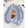 Three Little Cats Are Secretly Watching You Print Hoodie Women Street Loose Sweatshirt Basics Sporty Winter Clothes