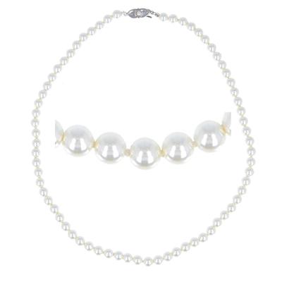 [R7245] - White 'Perla' Silver Pearl Necklace - 45 Cm 6 Mm