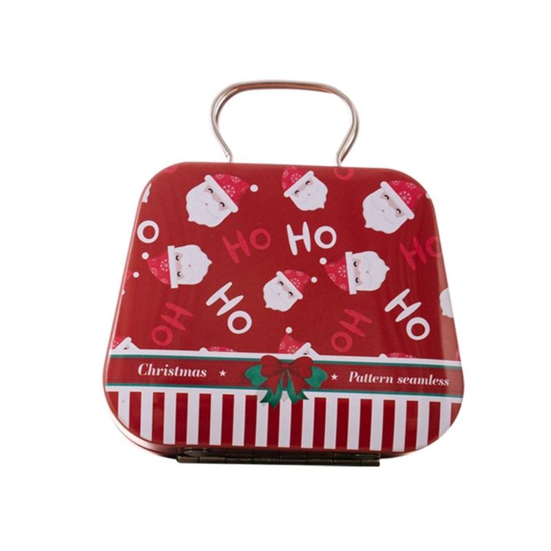 Pack of 5 Decorative Iron Candy Tins with Handle Holiday Candy Tins with Christmas Pattern Delicate Candy Storage Case