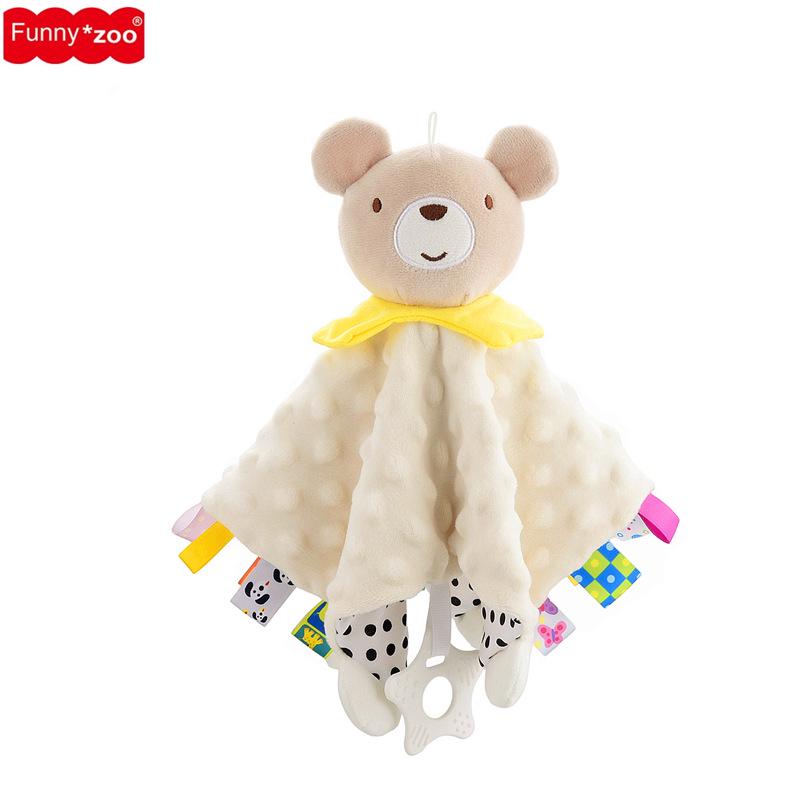 Funnyzoo Baby Animal Soothing Toy & Blanket with Teether and Rattle Bib