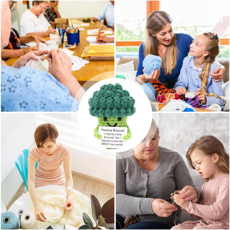 7.8cm Handmade Emotional Support Doll Cartoon Vegetables Brocoli Toy Positive Message Crochet Toy Cute Knitted Decorative Items