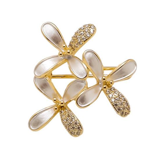 Brooch Pin for Women Shell Petals Design Lapel Pin with Rhinestones белый
