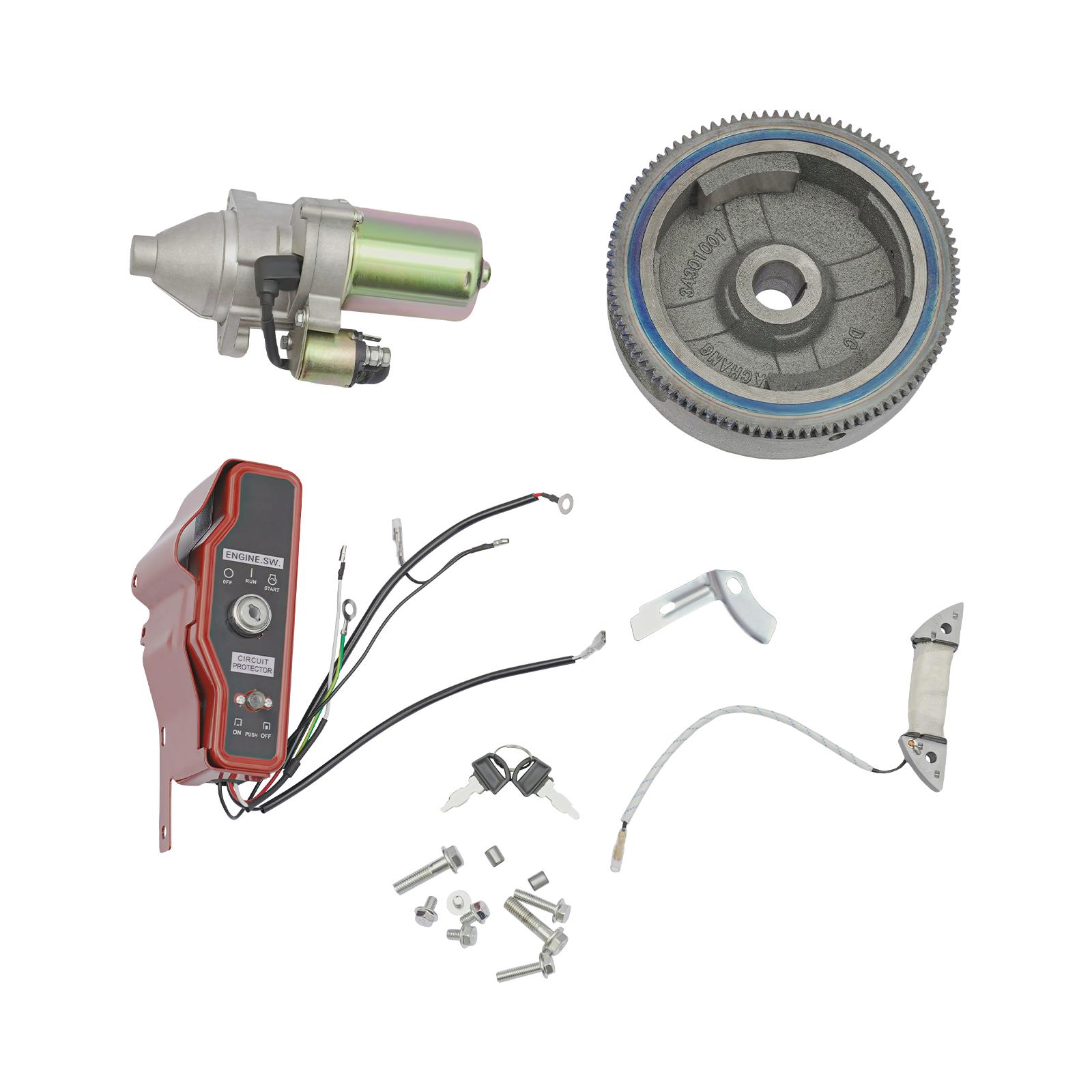 

Electric Start Kit Starter Motor Flywheel Ingnition For Honda GX390 13HP Engine серебряный