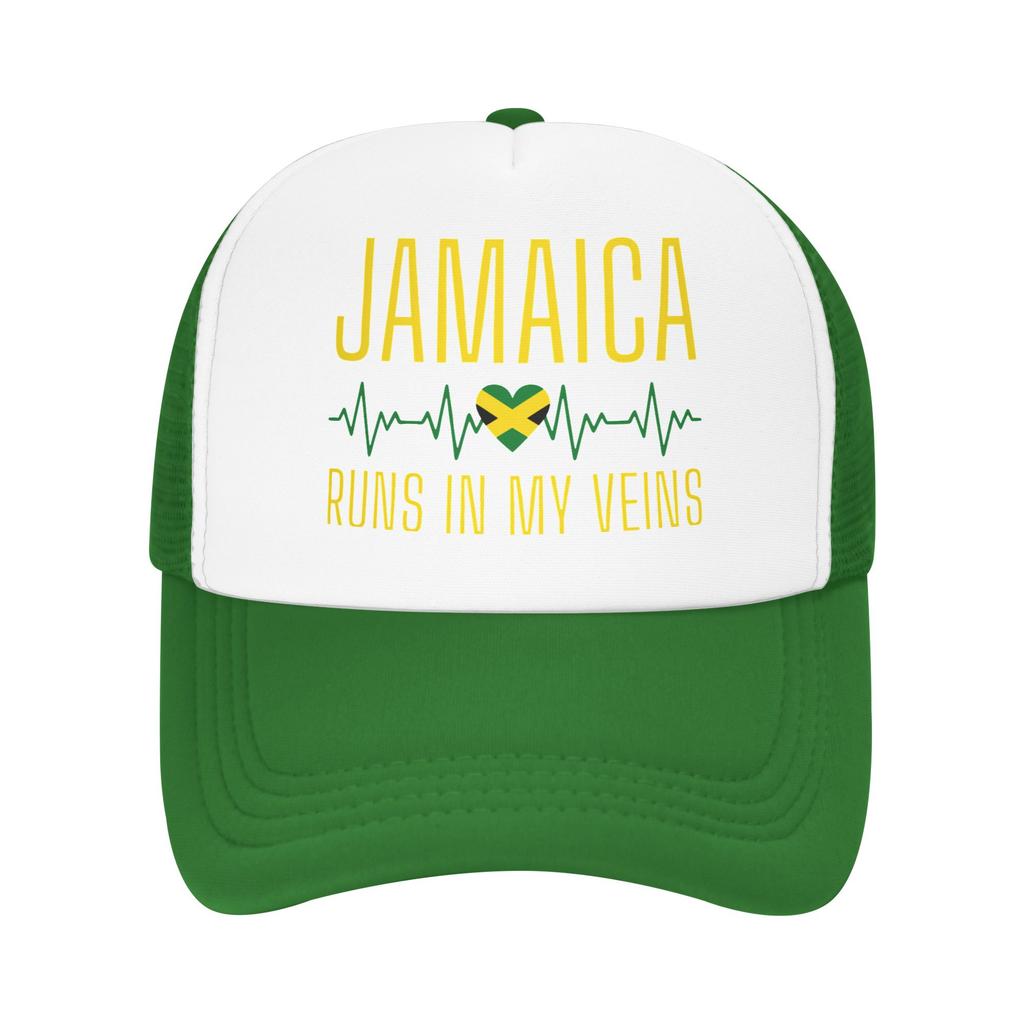 Jamaica Jamaican  Merch Mesh Foam Trucker Hat Summer Cooling  Meshback Sun Caps Casual Adjustbale