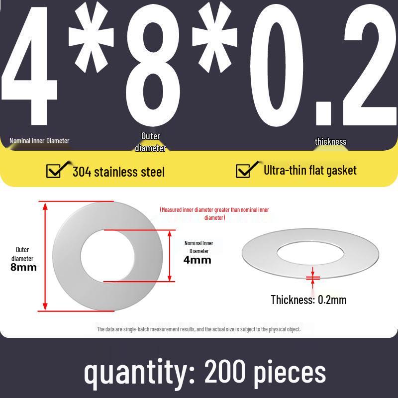 Plochá podložka z nerezové oceli 304 pro nastavení vůle hřídele (0,1/0,2/0,3 mm)
