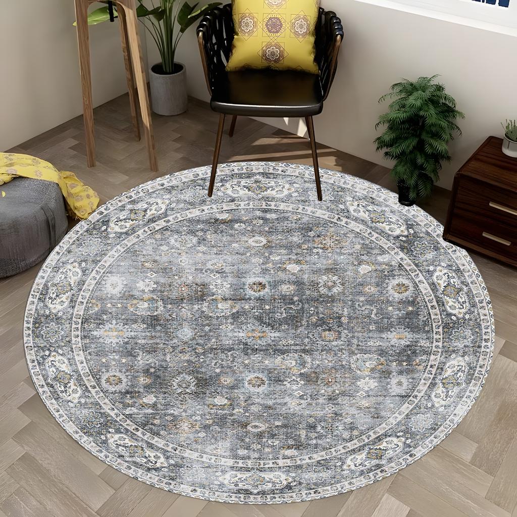 Vintage Floral Classic Vintage Style Round Area Rug Ideal for Living Room or Bedroom Decor