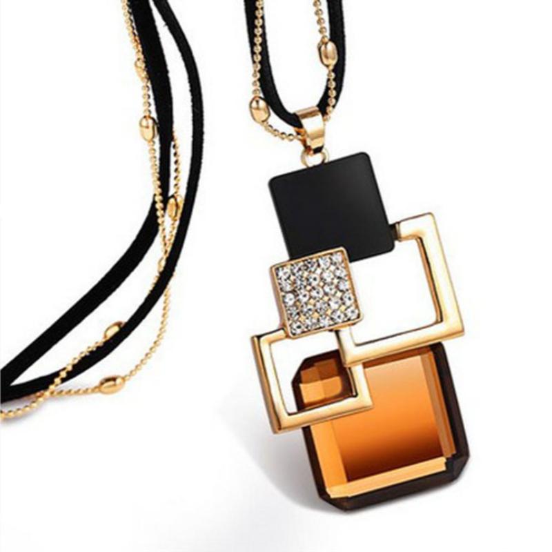 Women's Long Statement Geometric Necklace Pendant