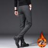 New Velvet Thickened Thermal Casual Pants Men's Straight Slim-fitting Cotton and Linen Polished Elastic Waist Men's Pants