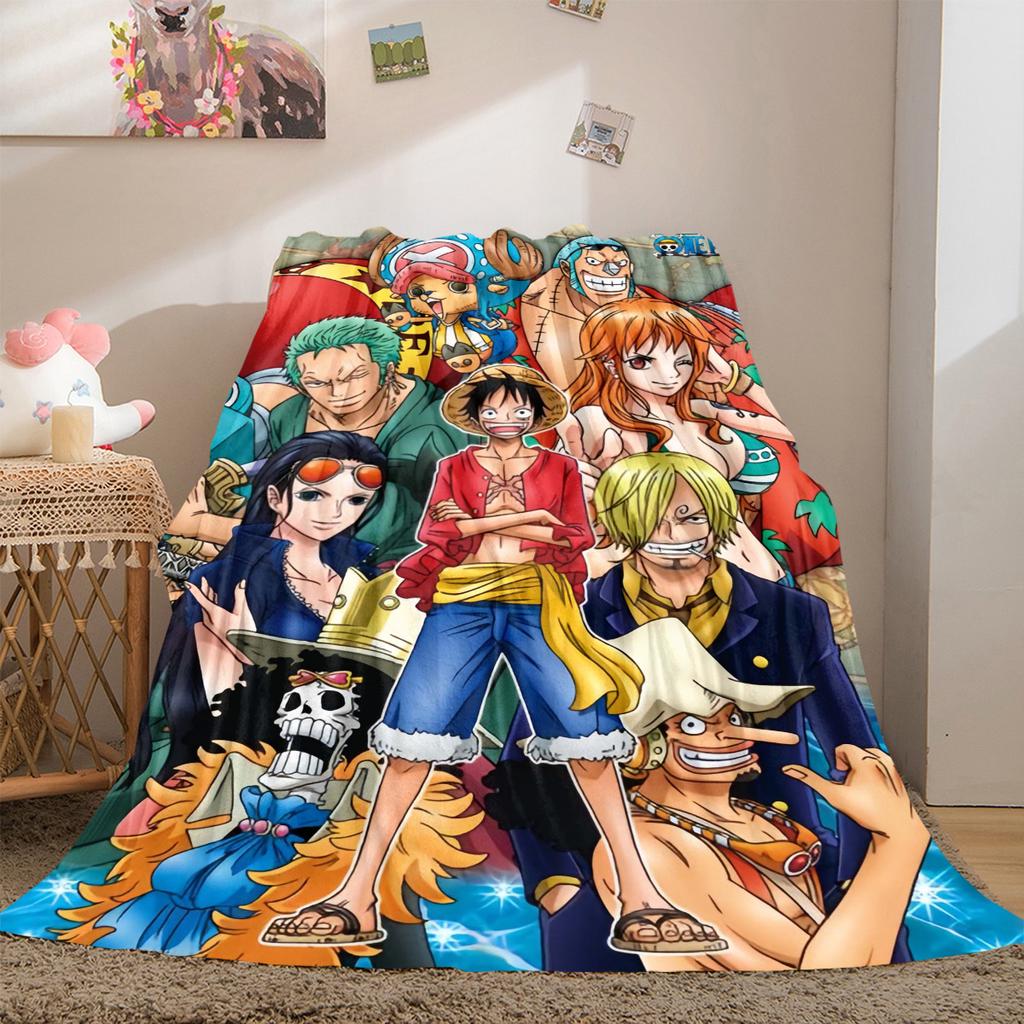 Anime One Piece Luxury Flannel Lightweight Blanket Home Decor Sofa Bed Travel Cover Family Gift LXR131