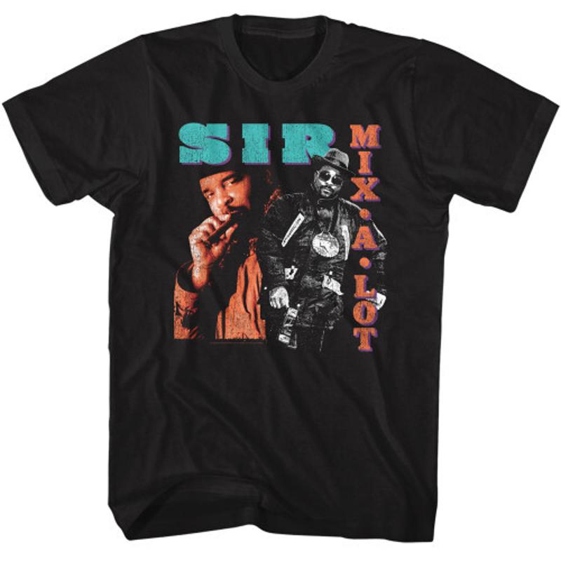 

Sir Mix A Lot Wrap Around Text T Shirt Black - Men s Summer Cotton Graphic Tee S разноцветный