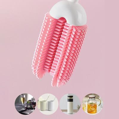 3-in-1 Silikon-Milchflaschenbürste Langer Griff Wasserglas Tasse Reinigungsbürste Multifunktionales Küchenreinigungswerkzeug