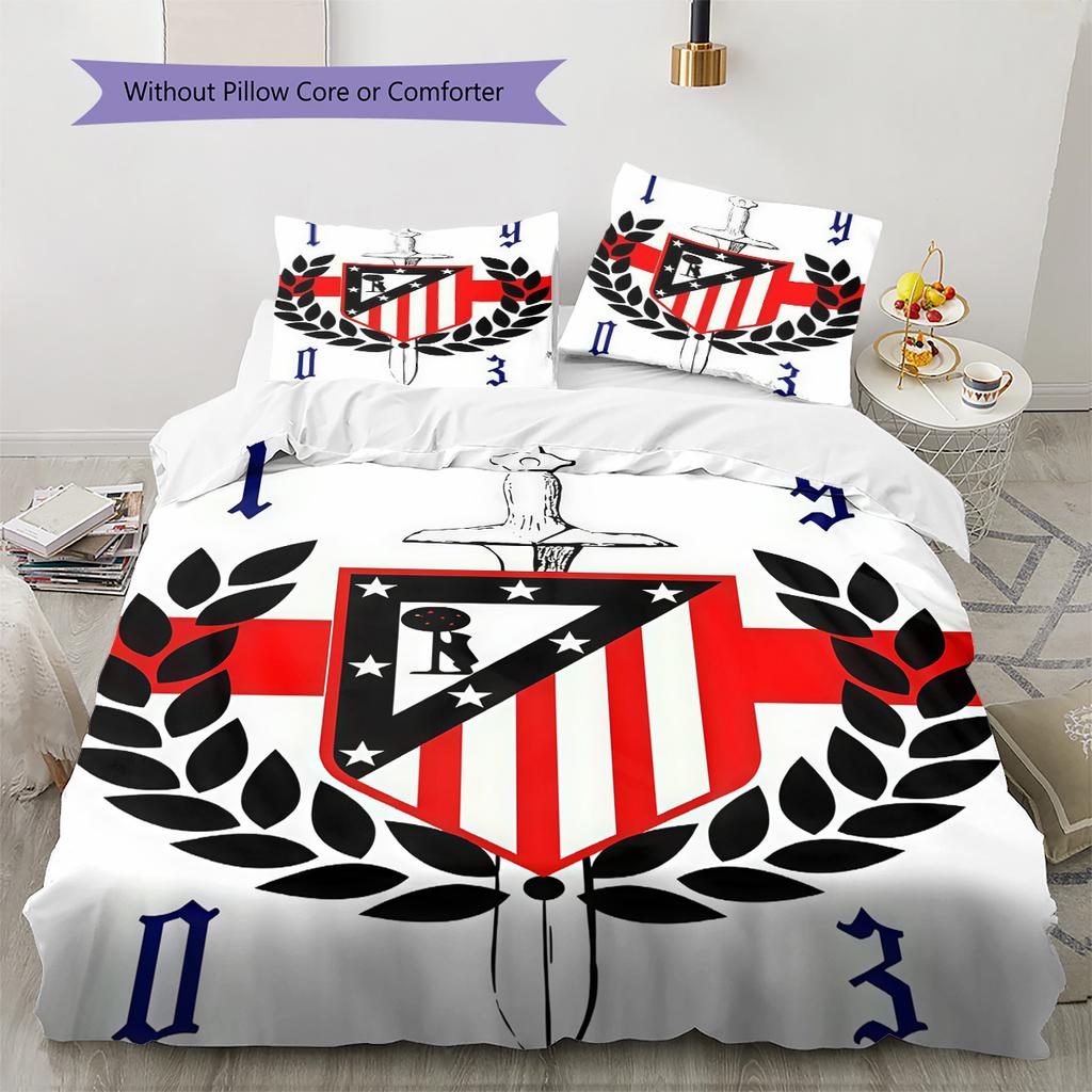 Juego de Edredón Ropa de Cama Atleti Funda de Edredón Funda de Almohada Decoración del Hogar Regalo de Cumpleaños (1 * funda nórdica + 2 * fundas de almohada, sin núcleo)