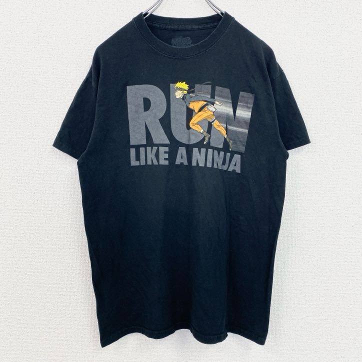 [USED] Used Naruto Uzumaki short-sleeved anime print T-shirt, character design, black, vintage, size M