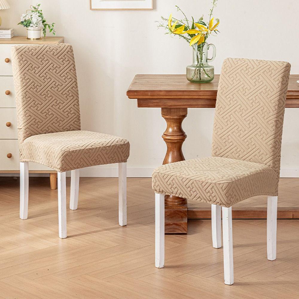 High-elastic Dining Chair Cover Jacquard Backrest Protector Stool Slipcover  for Home Decoration