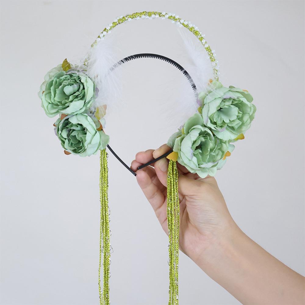 

Семь феечек кисточка обруч для волос бусины ханьфу аксессуары для волос модная цветочная повязка на голову для девочек Style 4