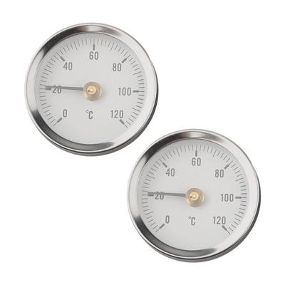 2 PZ Termometro a Molla Riscaldante per Tubo Termometro a Morsetto in Acciaio Inossidabile 63mm 0-120℃ Caldaia Tubazione Industriale Strumento Indicatore di Temperatura