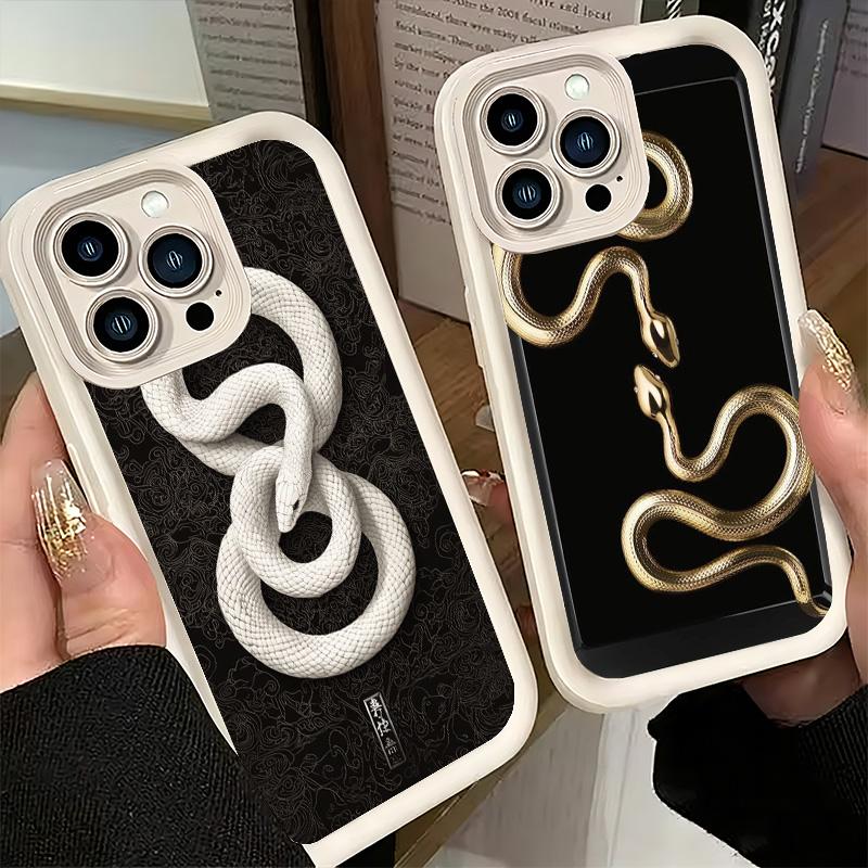Black Snake Doodle Phone Case for iPhone 16 17 Air 16E 15 Pro Max 14 Plus 13 12 Mini Capa Soft Shell Silicone Funda