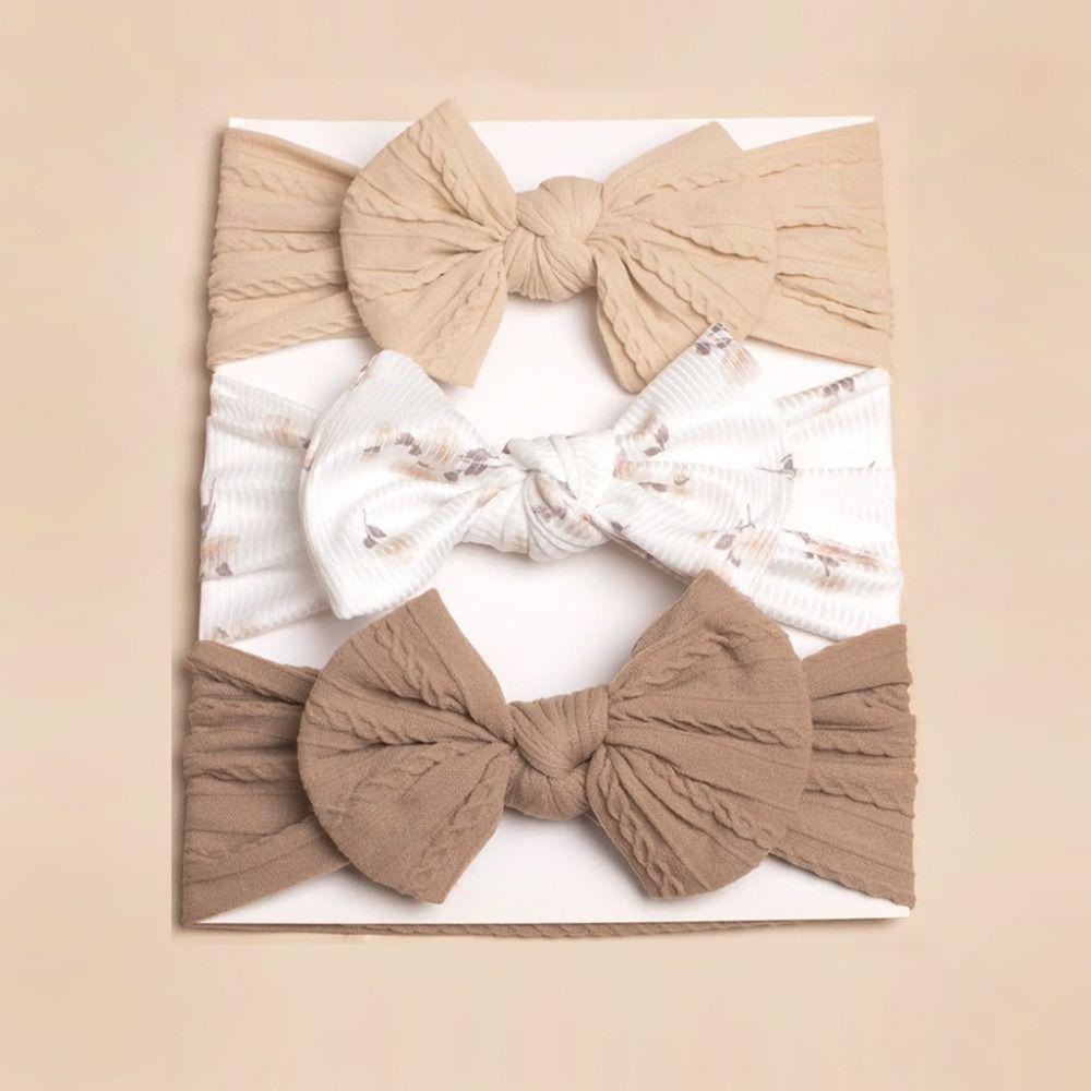 3Pcs/Lot Elastic Bowknot Hair Bands Soft Headwrap Cute Headwear Baby Girls