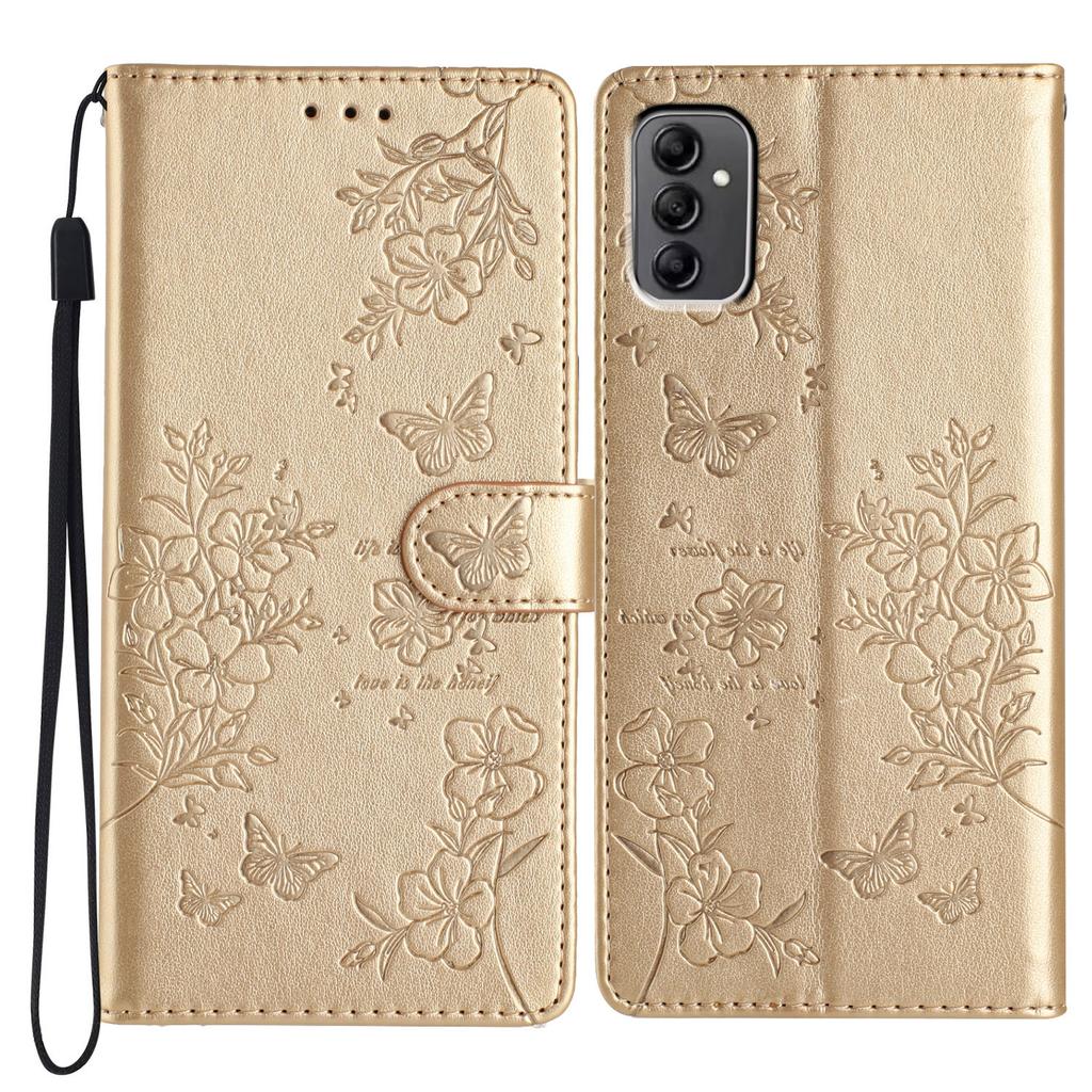 Für Samsung Galaxy A14 5G Handyhülle Schmetterling Floral Prägung Leder Flip Cover mit Brieftasche