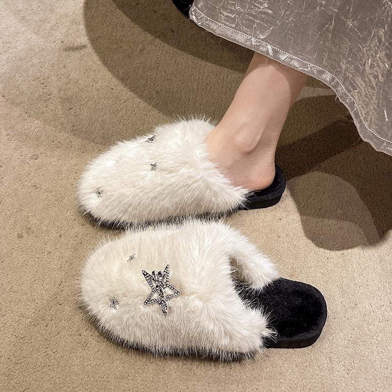 Fashion 2025 New Women's Indoor Slippers Winter New Plush Home Lazy Slippers Anti Slip Durable Fashion Warm House Floor Slippers
