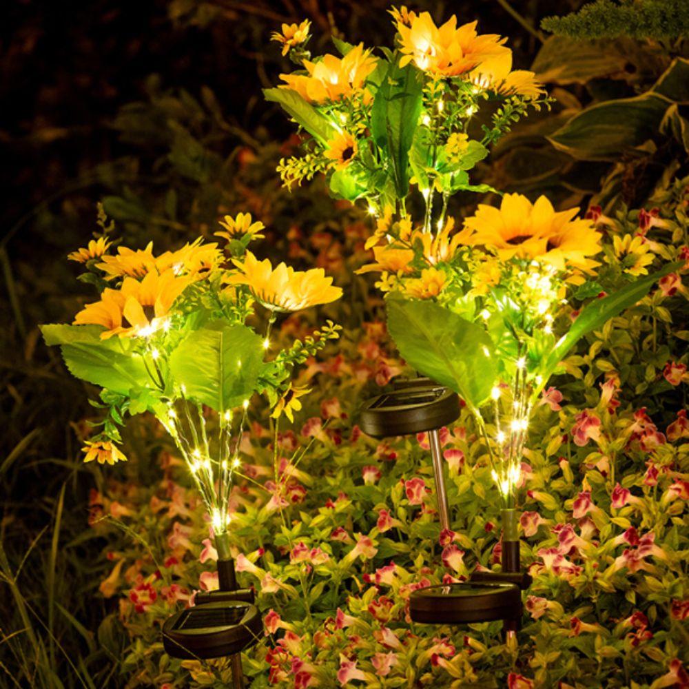 Colorful Solar Lawn Lamp Sunflower Shape Waterproof Feature LED Lawn Lamp Solar Powered Solar Light Wedding Decor