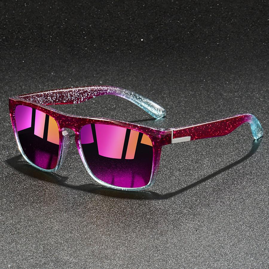 Fashion Vintage Square Glittering Sunglasses Men Women Fishing Driving Man Luxury Brand Designer Sun Glasses UV400 Eyewear