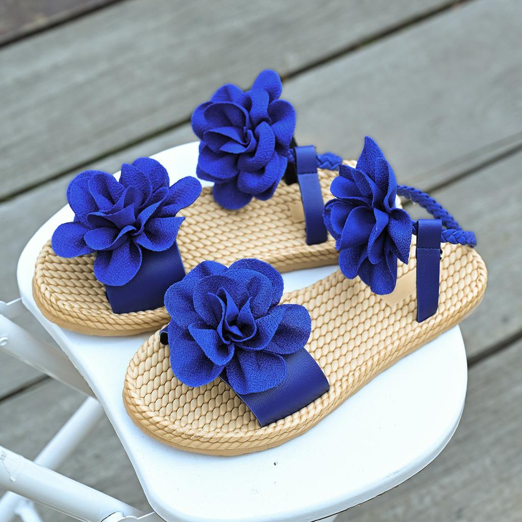 Comemore Summer Female Beach Sandals Outer Wear Thick Bottom Shoes Large-sized Ankle Lace-up Roman Flower Sandales for Women