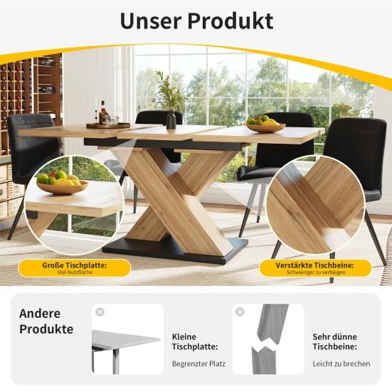 Telescopic Dining Table Heavy Duty Kitchen Table 60Kg Max Bearing Minimalist Style Pull Out Extendable Table for Dining Room