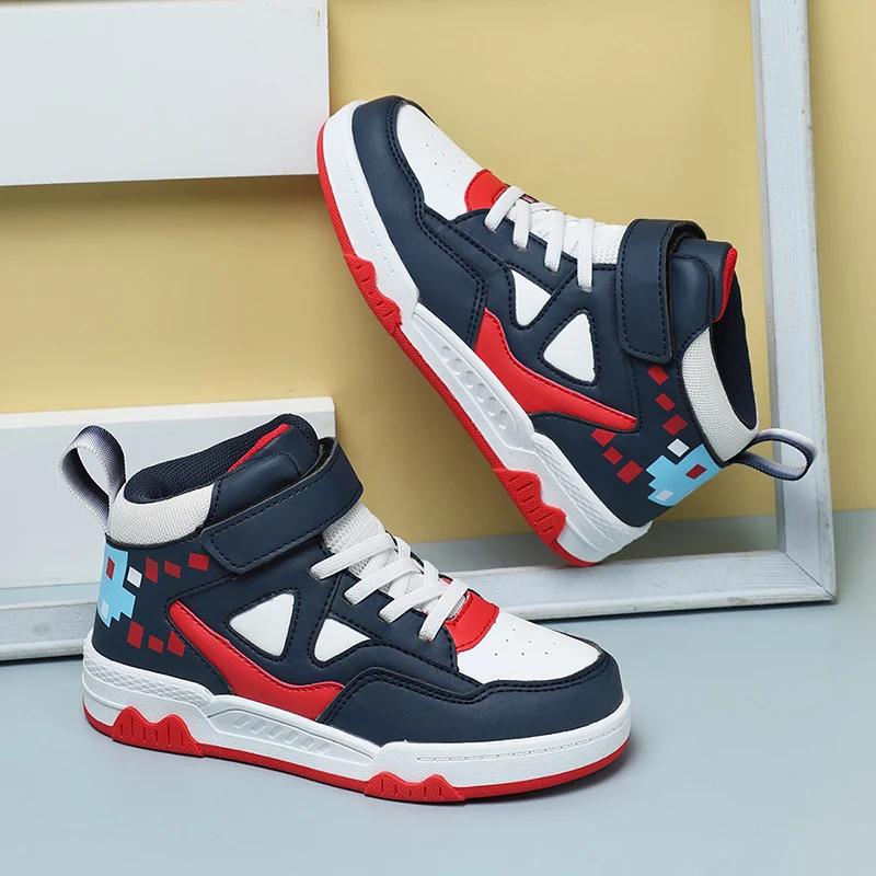 Children Casual Shoes Leather Easy To Put on Take Off School Sports Shoes Boys New Flat Non Slip Outdoor Walking Board Shoes