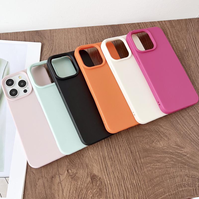 Leather Texture Phone Case for iPhone 11, 12, 13, 14, 16 & 17 - Simple Solid Color, Niche Design, Silicone