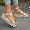 Fashion Comemore Summer New Women Sandals Hemp Rope Large Size Ankle Buckle Sandales Female Thick Bottom Casual Roman Sandalias Mujer