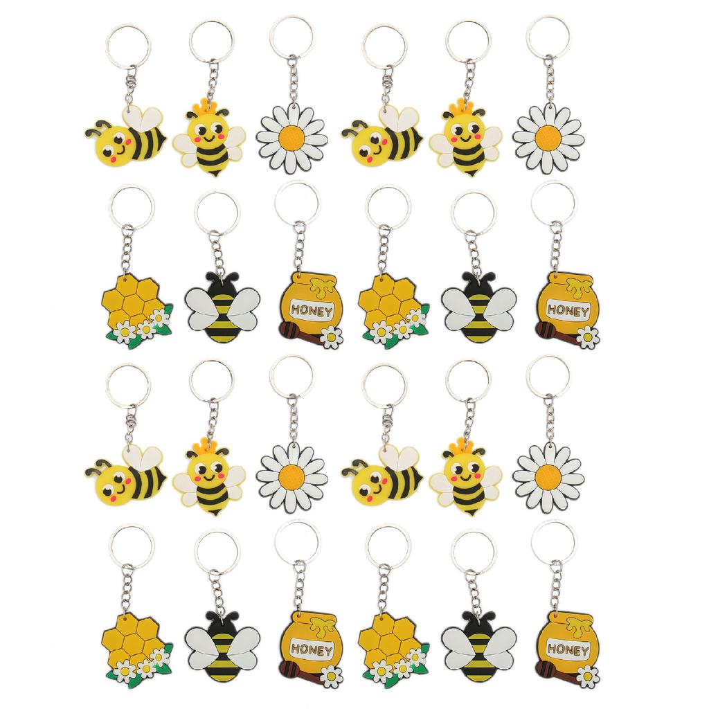 24ks Klíčenka Sedmikráska Včely Kreslená Roztomilá Barevná Kovová Klíčenka na Batoh Tašky na Oblečení Párty