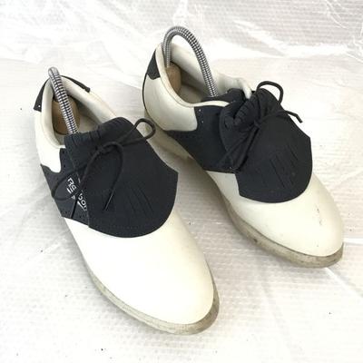 Steel Spike Golf Shoes White Navy 23cm US6 Rare Vintage(USED)