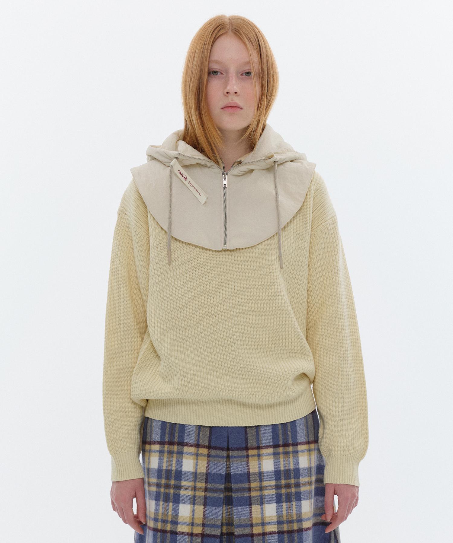 Oioi Collection Cosmo Logo Collar W Knit_Cream S