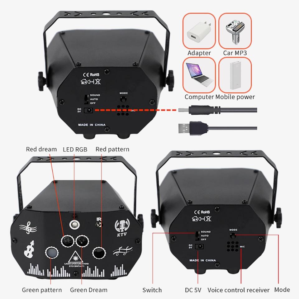 Aurora Pattern Disco Light Led Dream Laser Lights Projector Lamp For Wedding Birthday Voice Control