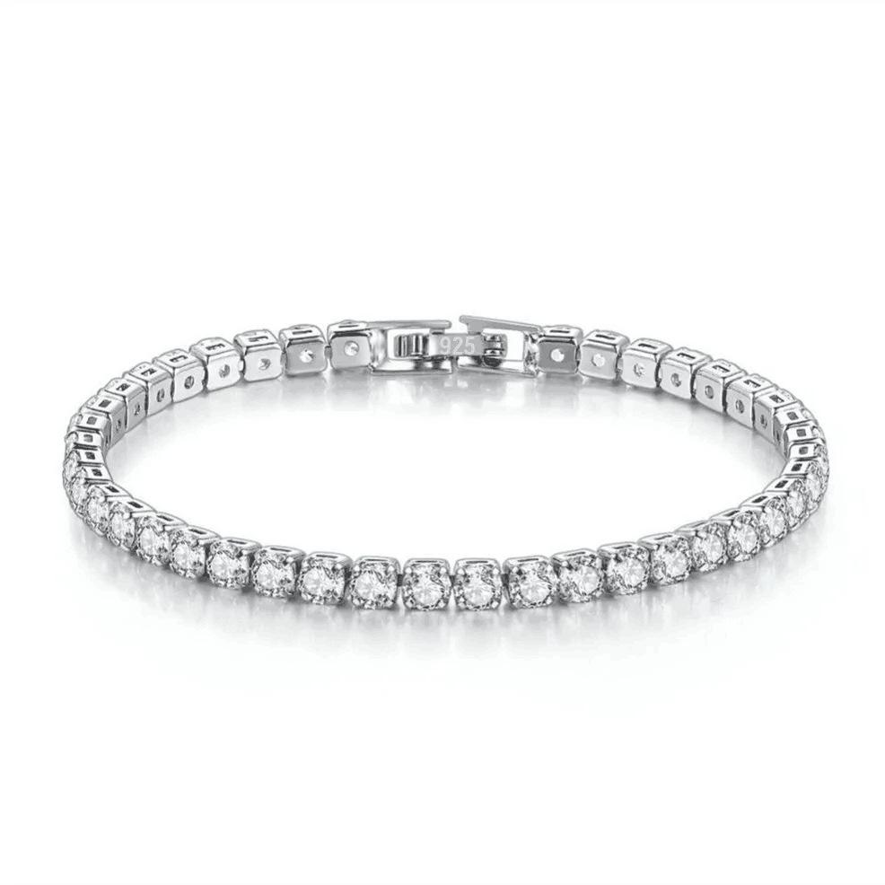 2026 Sparkling Zircon Copper Bracelet 4MM Silver Plated Bracelet 16-20CM 4MM*16CM