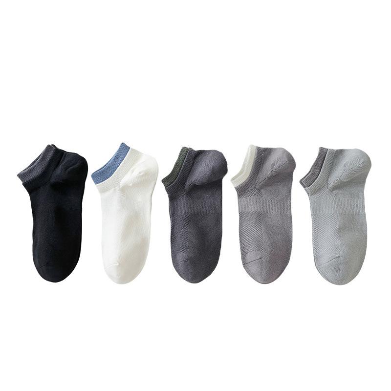 Men's Summer Lightweight Socks - Non-slip Pure Cotton Boat Socks with Open Mesh for Sweat Absorption and Invisible Design